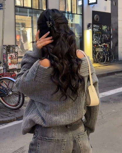 Elinor off shoulder knit - Grey
