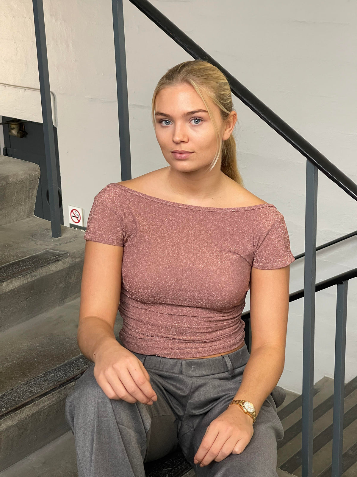 Sybille glitter top - Rose