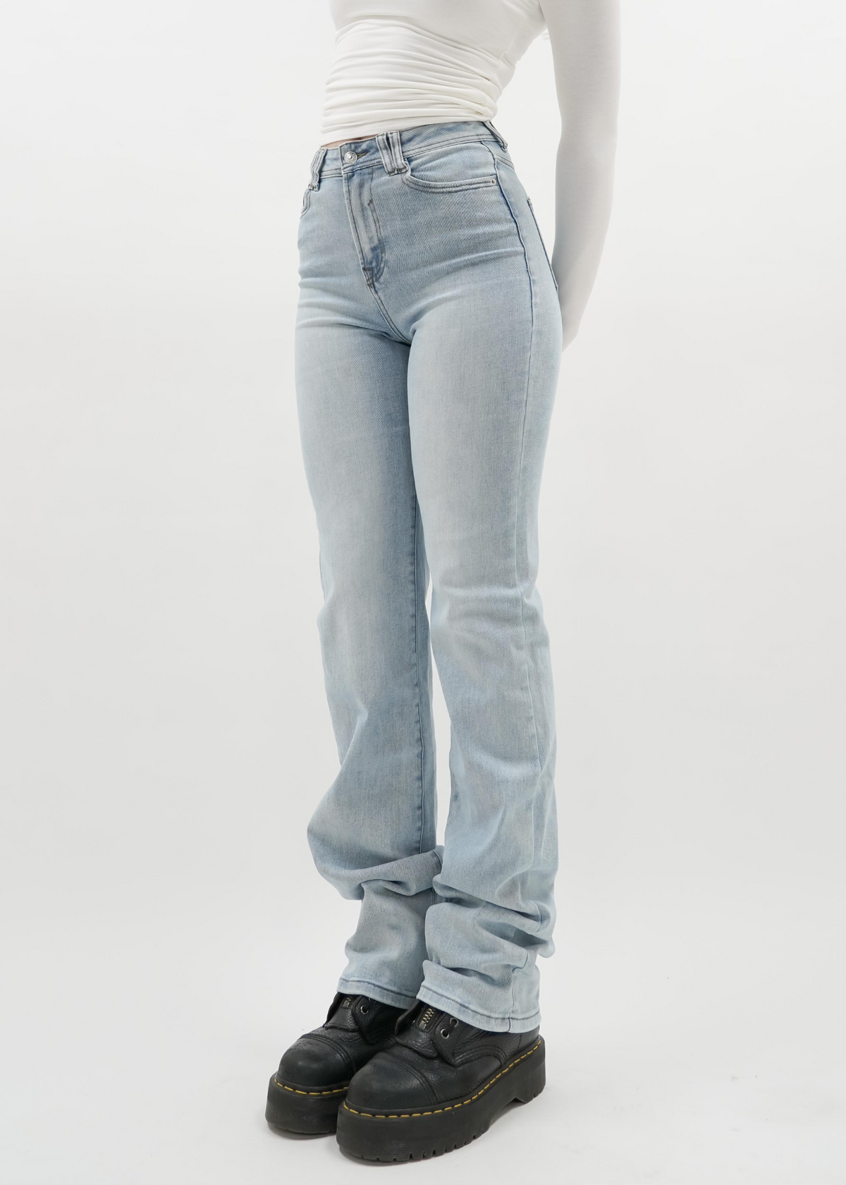 Stretch high waist straight leg jeans light blue (tall)