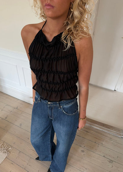 Augustine ruffle top - Black
