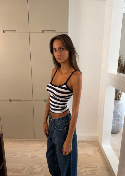 Gunhilda striped tank top - Navy/white