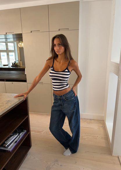 Gunhilda striped tank top - Navy/white