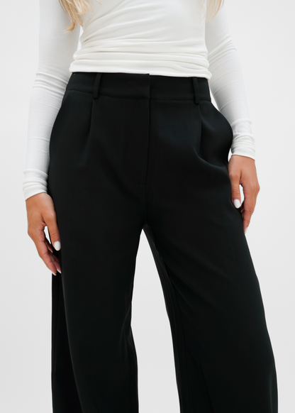 High waist wide leg pants casual black (tall)