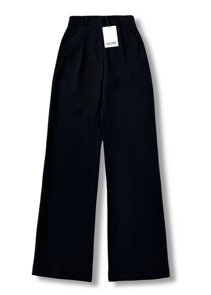 High waist wide leg pants casual black (tall)