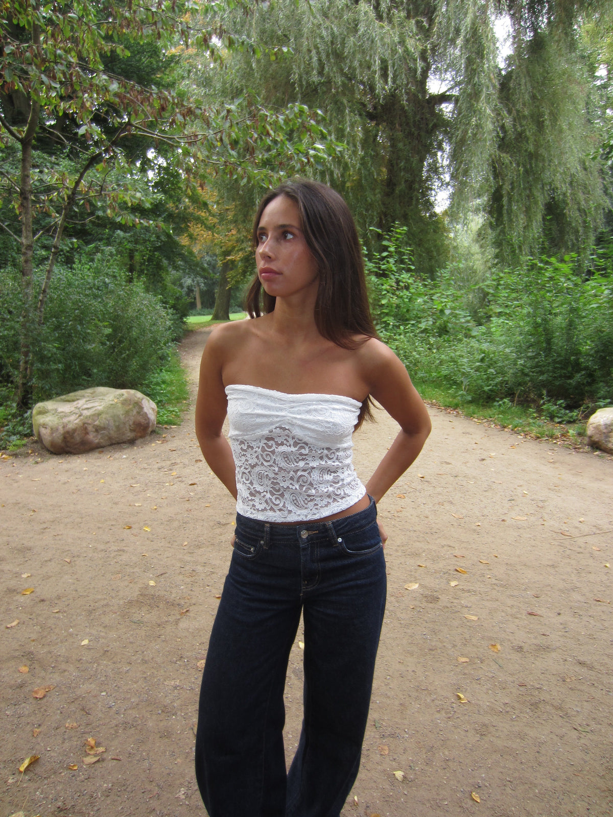 Nora lace bandeau top - White