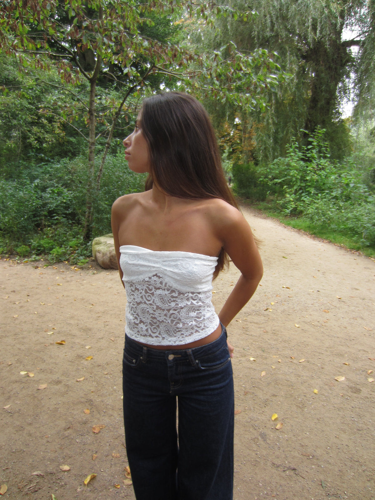 Nora lace bandeau top - White