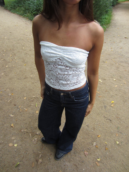 Nora lace bandeau top - White