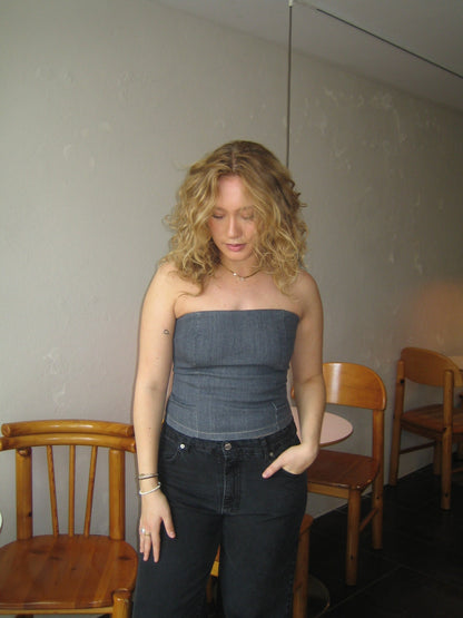 Malina denim top - Dark grey