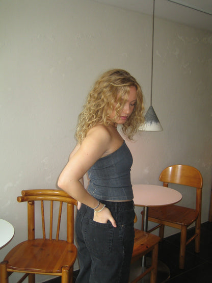 Malina denim top - Dark grey