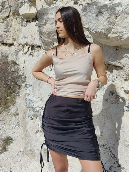 Naomi satin top - Beige