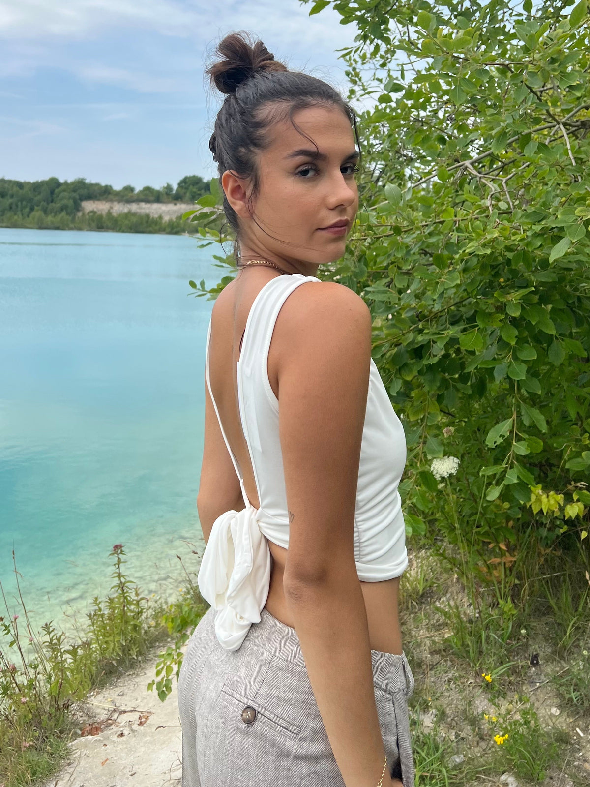 Cami top with open back - White