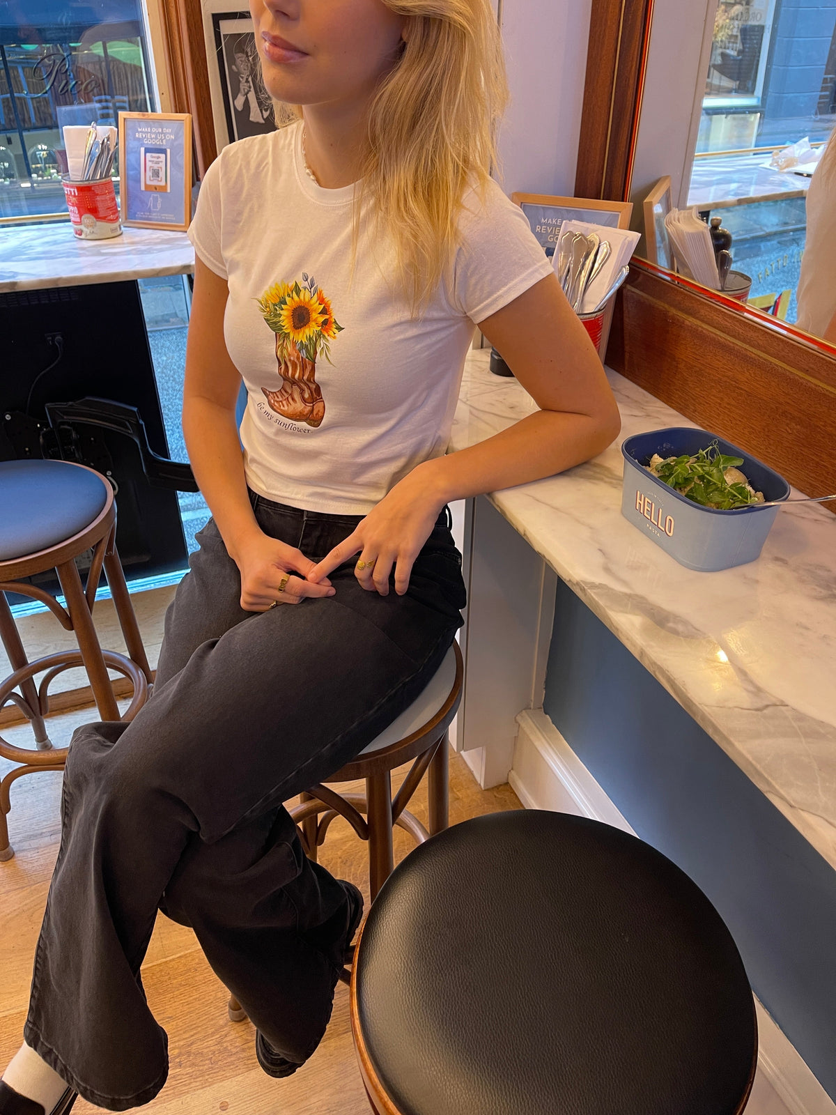 "Be my sunflower" baby tee - White