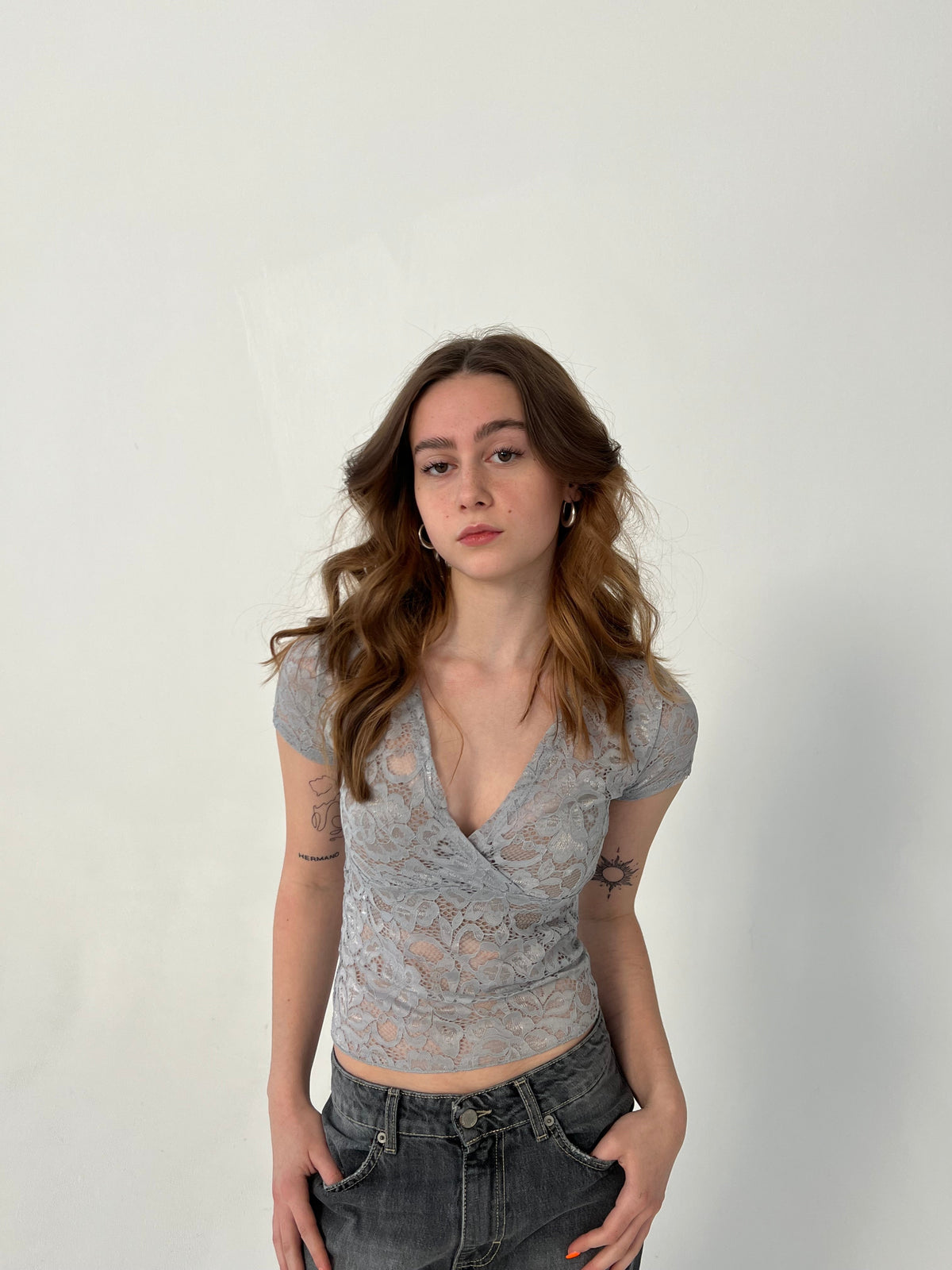 Bernadette lace top - Grey