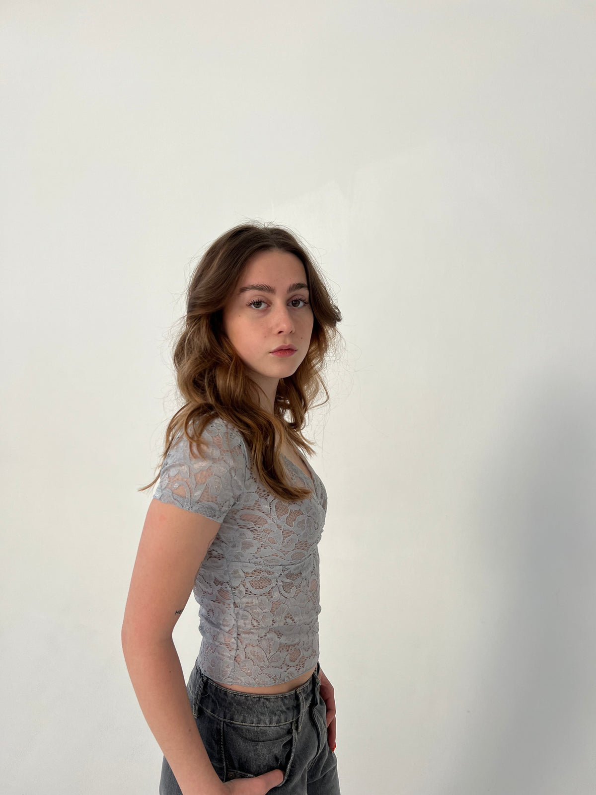 Bernadette lace top - Grey