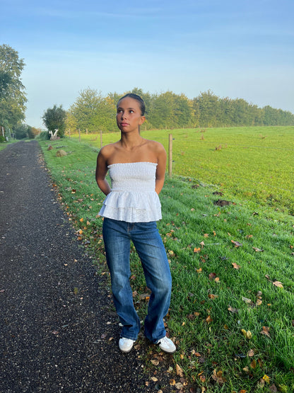 Milla broderi anglaise top - White