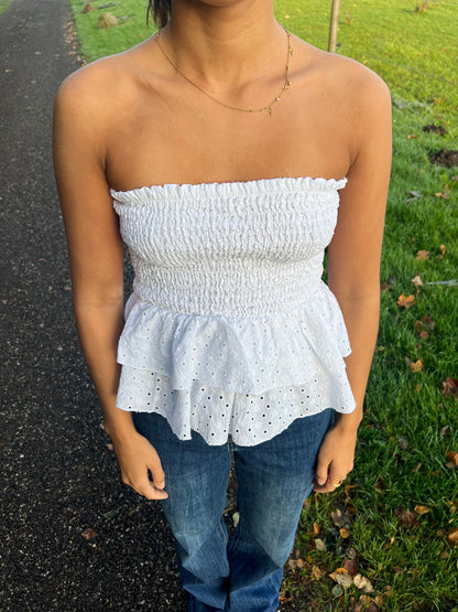 Milla broderi anglaise top - White