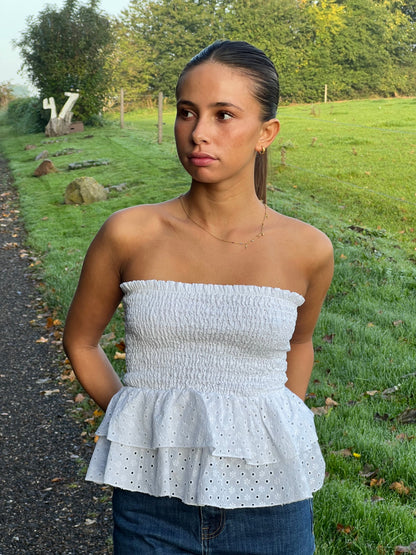 Milla broderi anglaise top - White