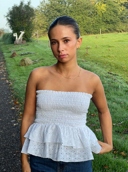 Milla broderi anglaise top - White
