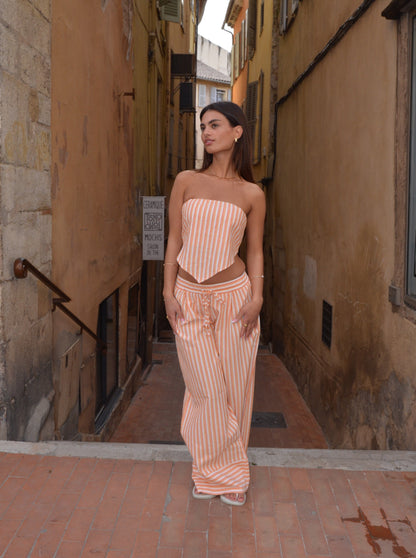 Aura striped top - Orange/white