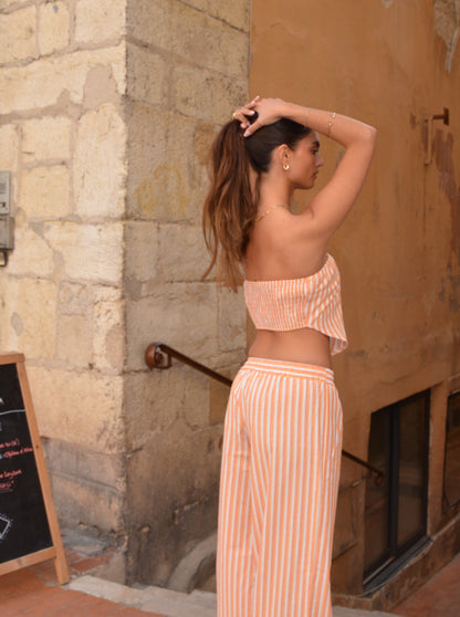 Aura striped top - Orange/white