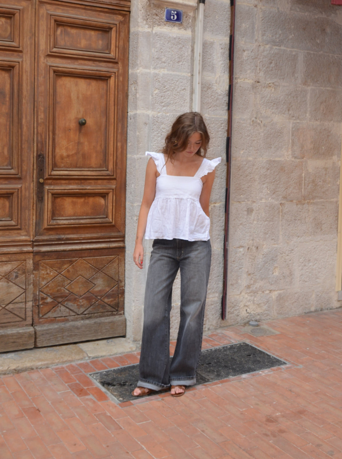 Merly linen top - White