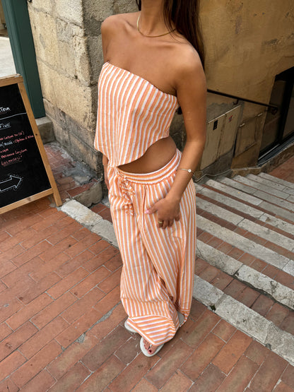 Aura striped top - Orange/white