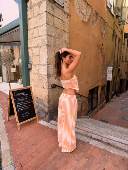 Aura striped top - Orange/white
