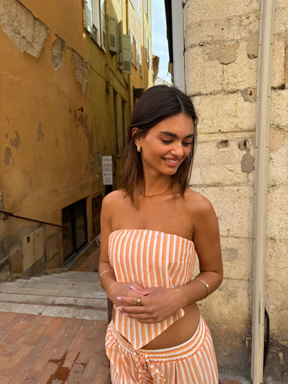 Aura striped top - Orange/white