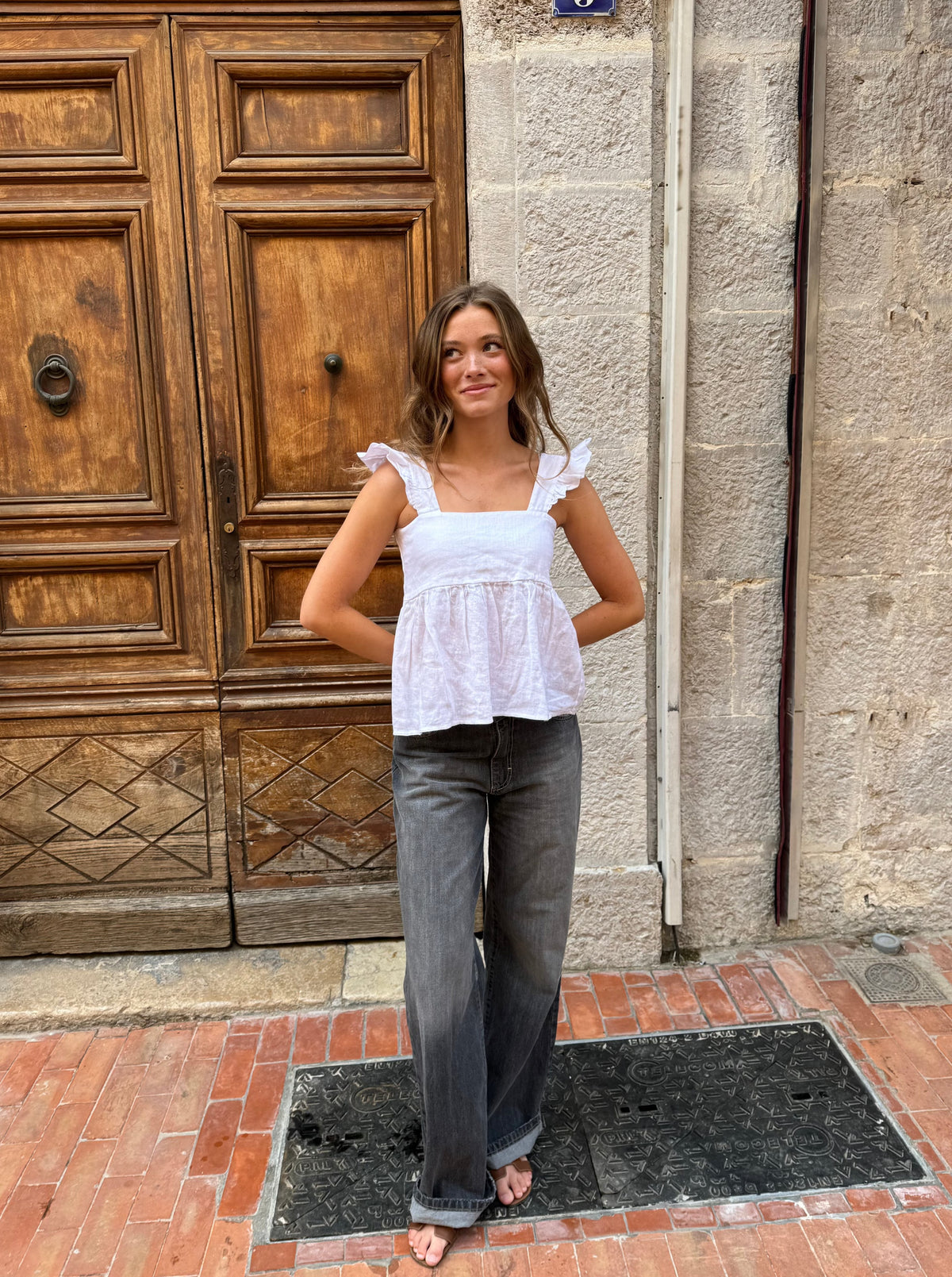 Merly linen top - White