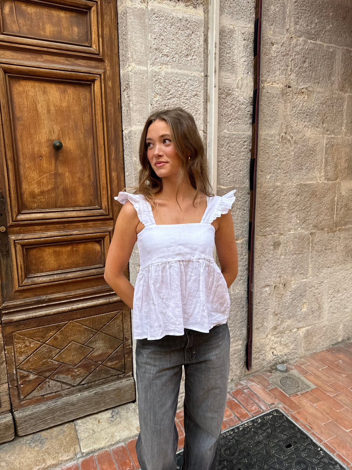 Merly linen top - White
