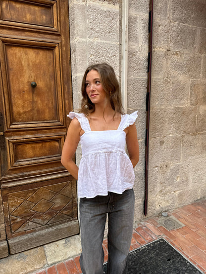 Merly linen top - White