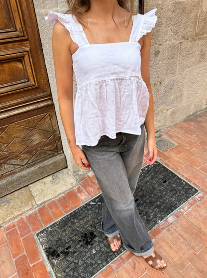 Merly linen top - White