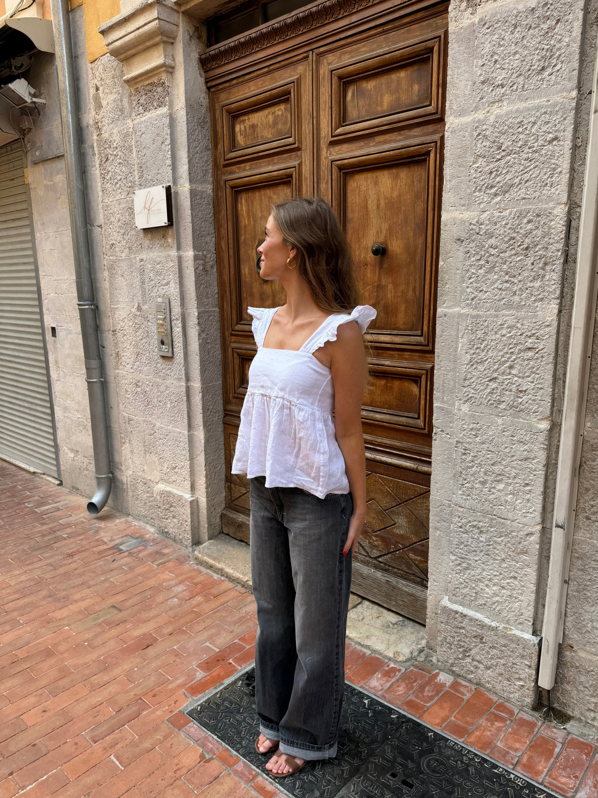 Merly linen top - White