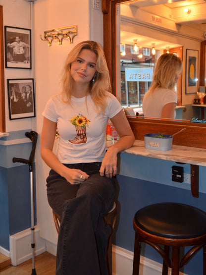 "Be my sunflower" baby tee - White