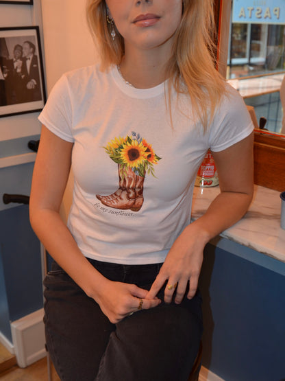 "Be my sunflower" baby tee - White
