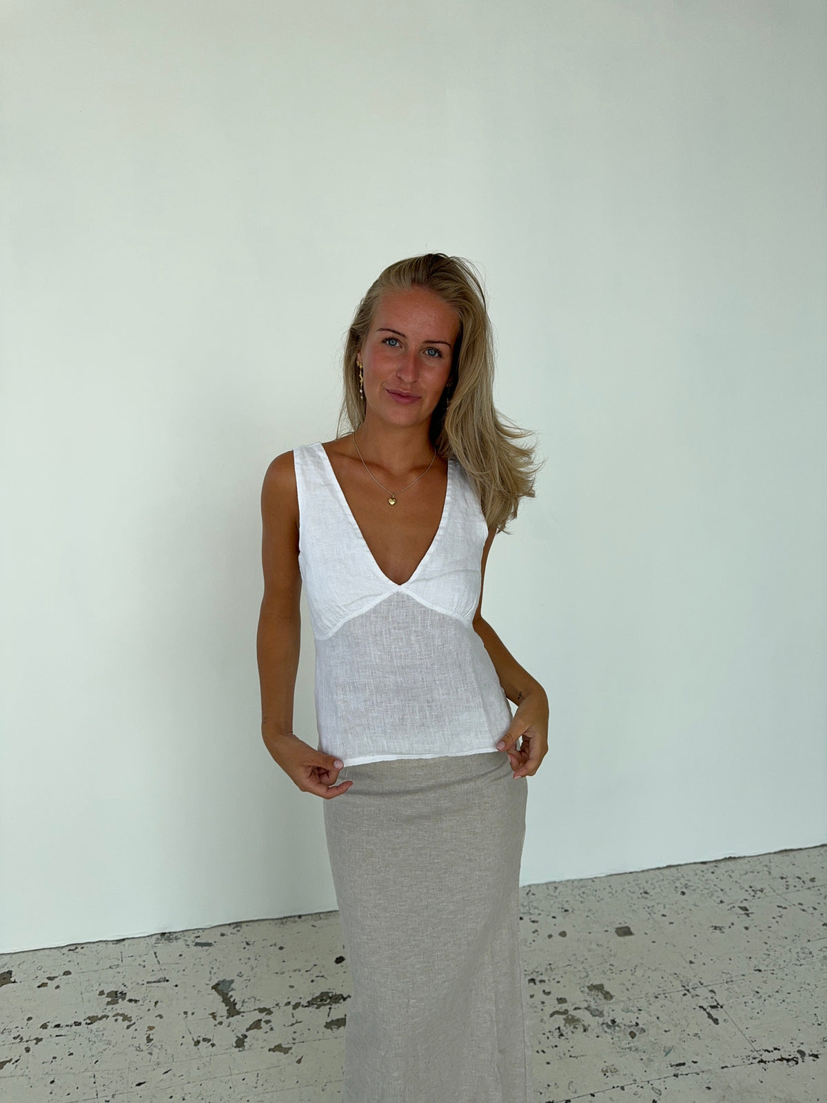 Emina linen top - White