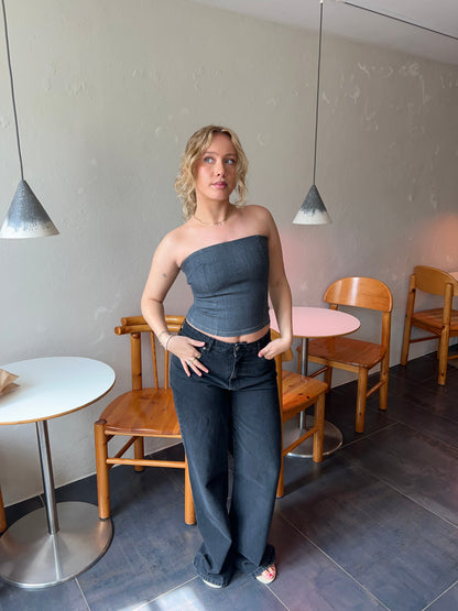 Malina denim top - Dark grey