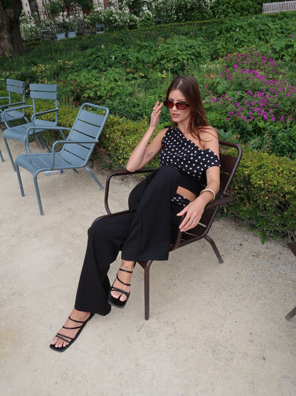 Kimmie polka dotted top - Black/white