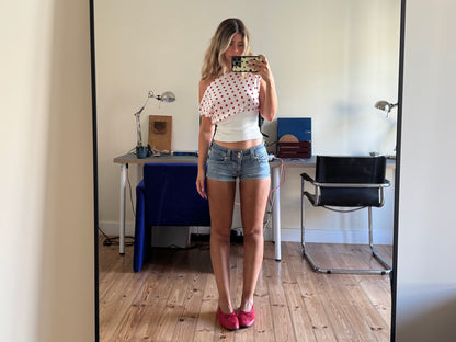 Kimmie polka dotted top - White/red