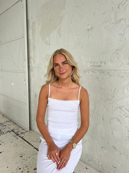 Kaya pointelle top - White