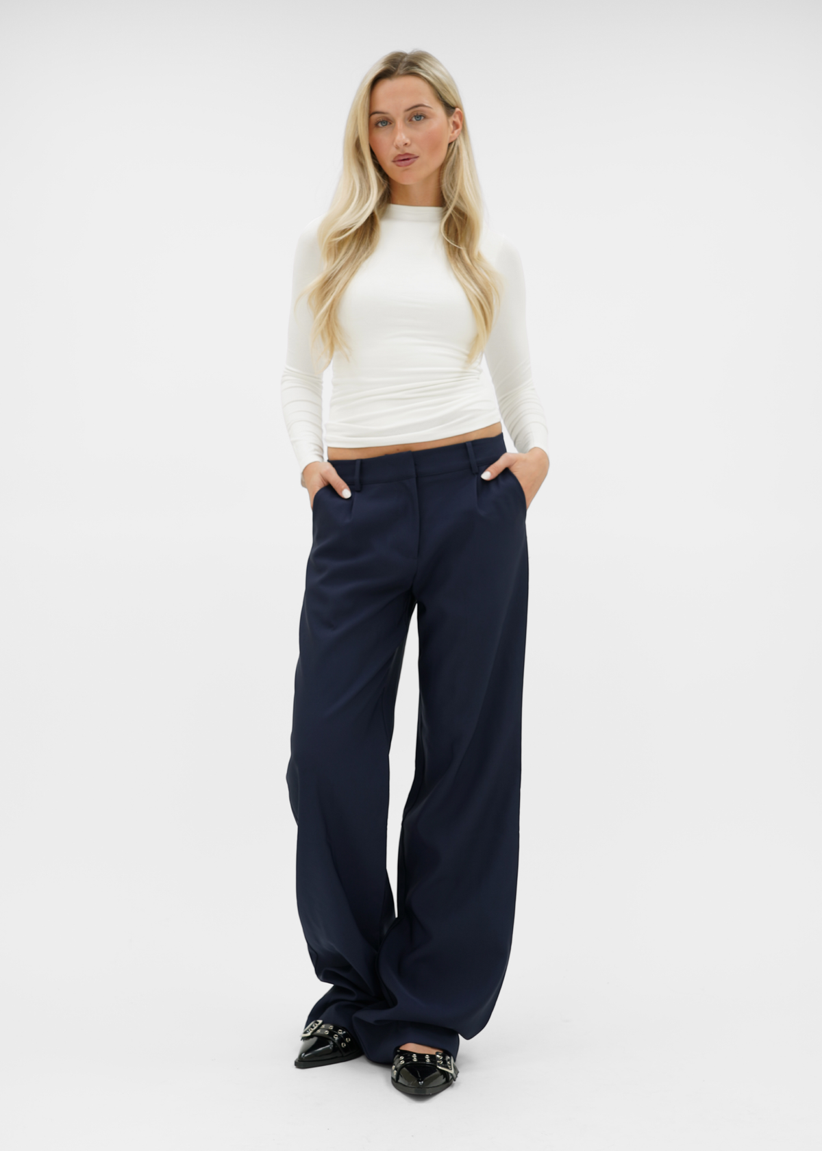 Low/mid waist wide leg pants casual night blue (tall)