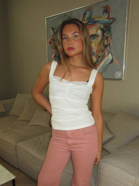 Thilda top with lace details - White