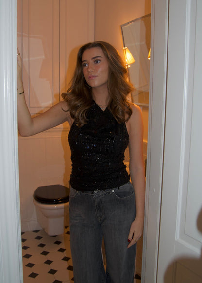 Lovinia sequin top - Black