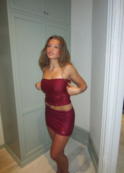 Jolie sequin tube top - Burgundy