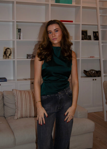 Zandra satin top - Dark green
