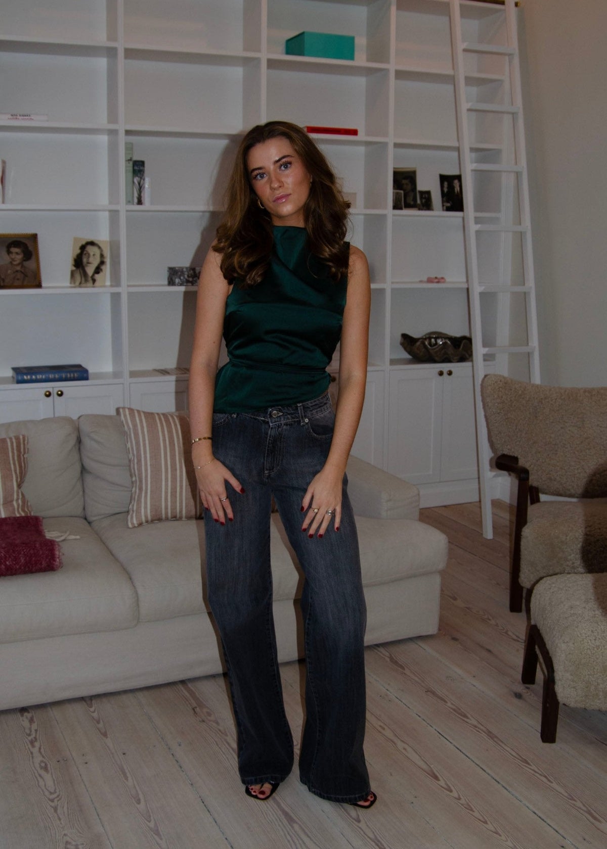 Zandra satin top - Dark green