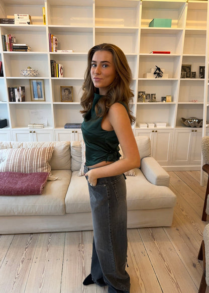 Zandra satin top - Dark green
