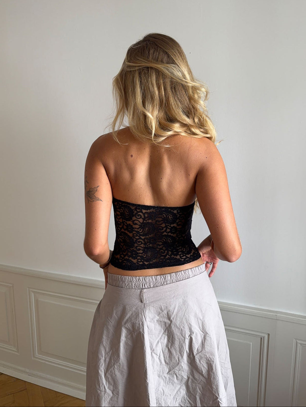 Nora lace bandeau top - Black