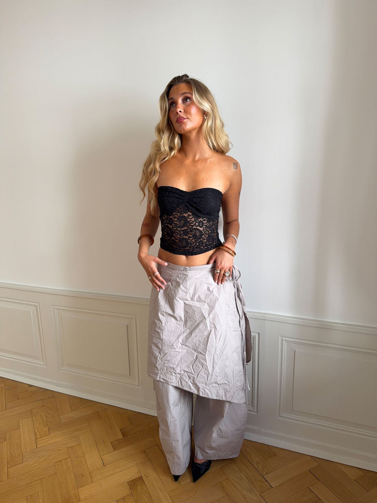 Nora lace bandeau top - Black