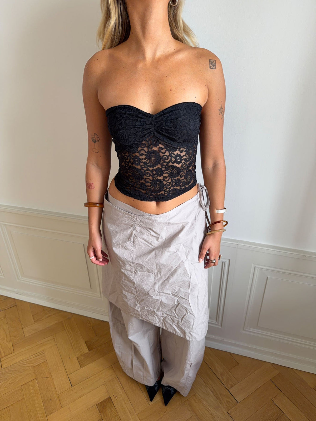 Nora lace bandeau top - Black